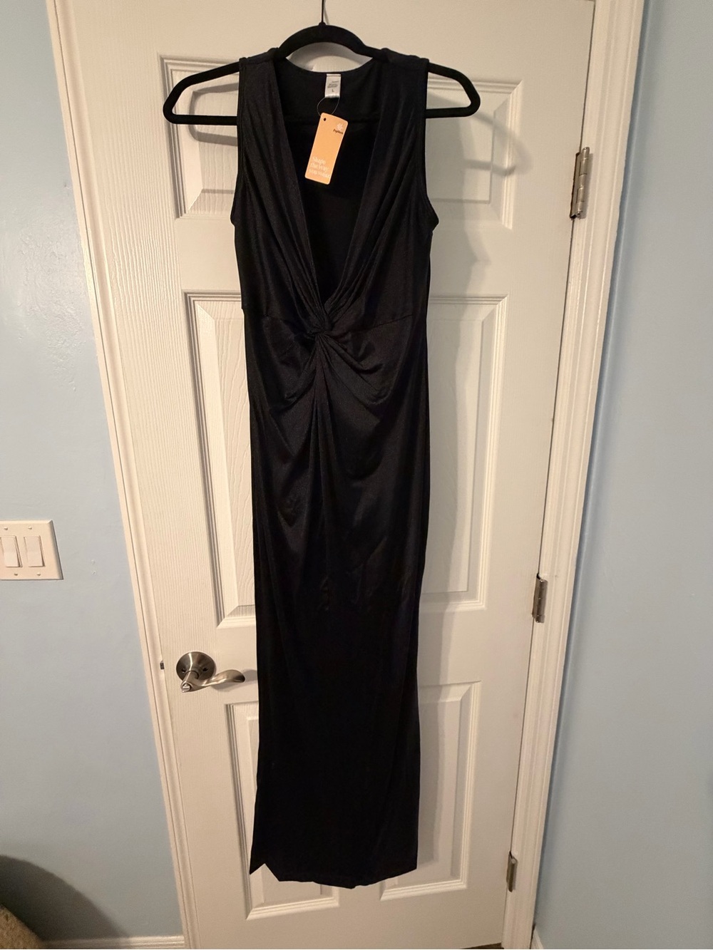 Classic Black Knot-Front Maxi Dress